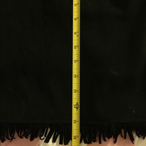 Pencil skirt fringe suede like black skirt - Picture 6 of 9